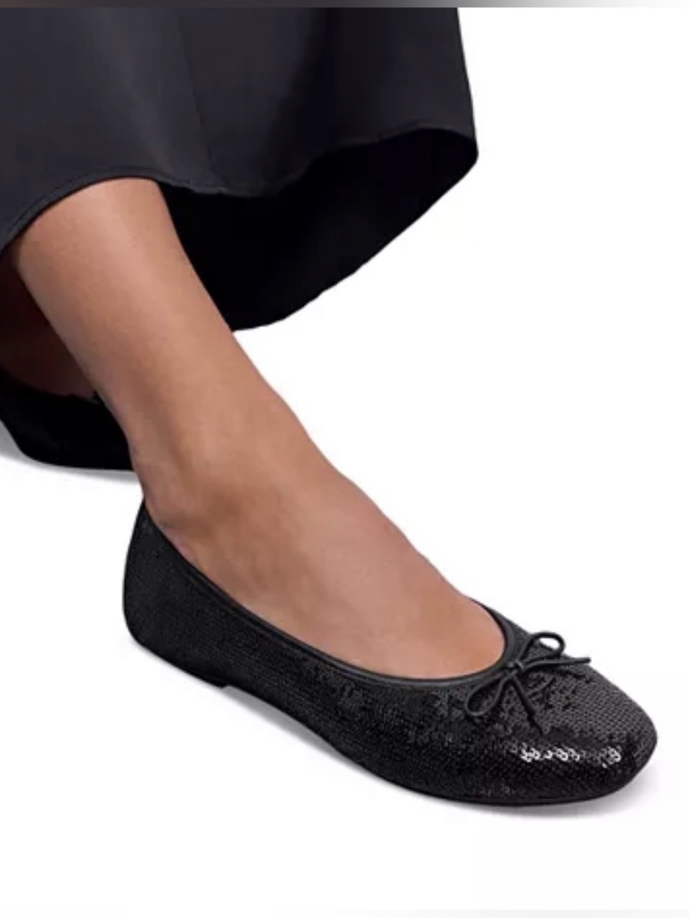 FitFlop Black Sequin Ballet Flats with Bow NIB